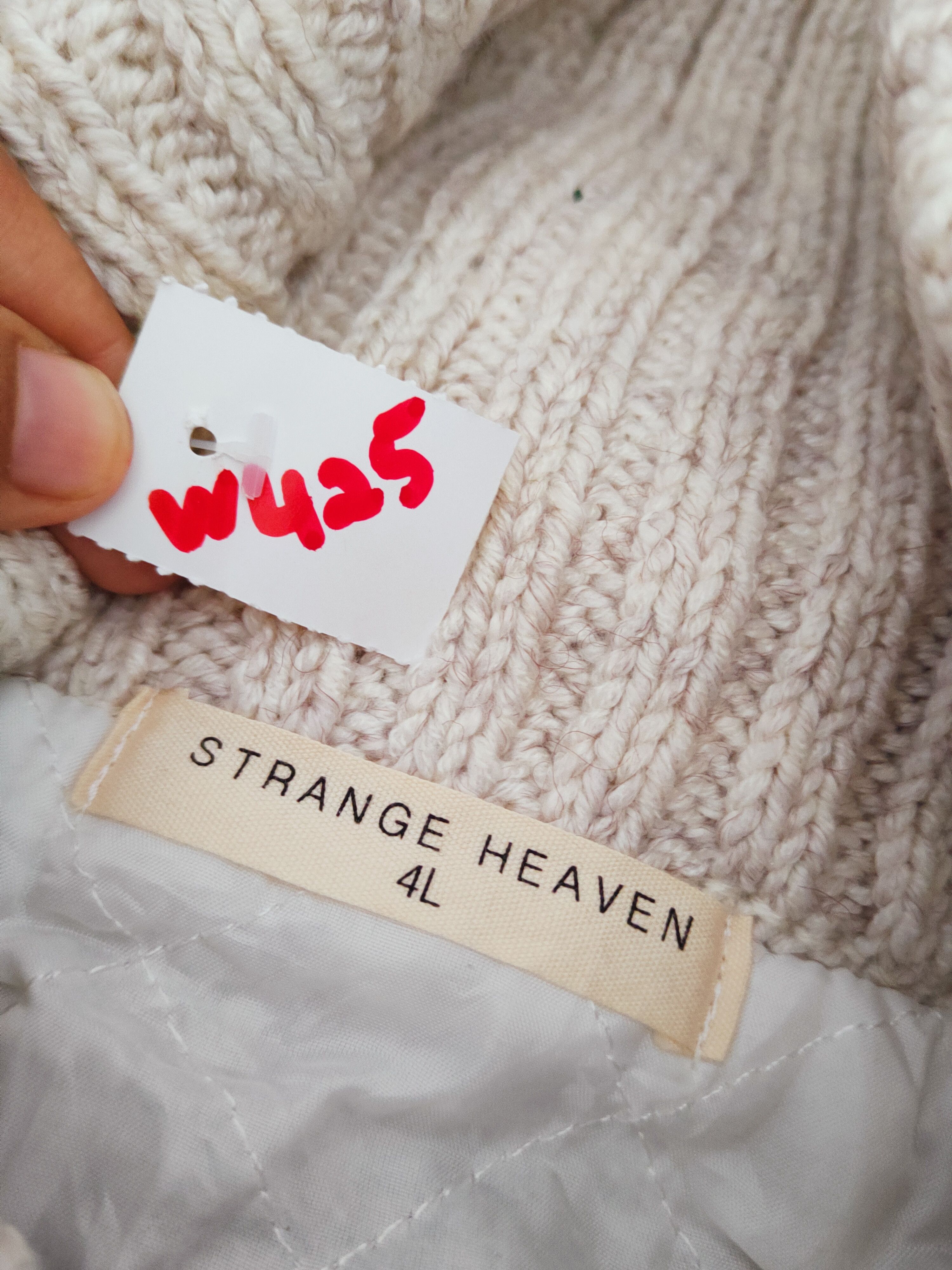 Japanese Brand Strange Heaven Cream Knitwear Cardigan #W425 Size US L / EU 52-54 / 3 - 12 Thumbnail