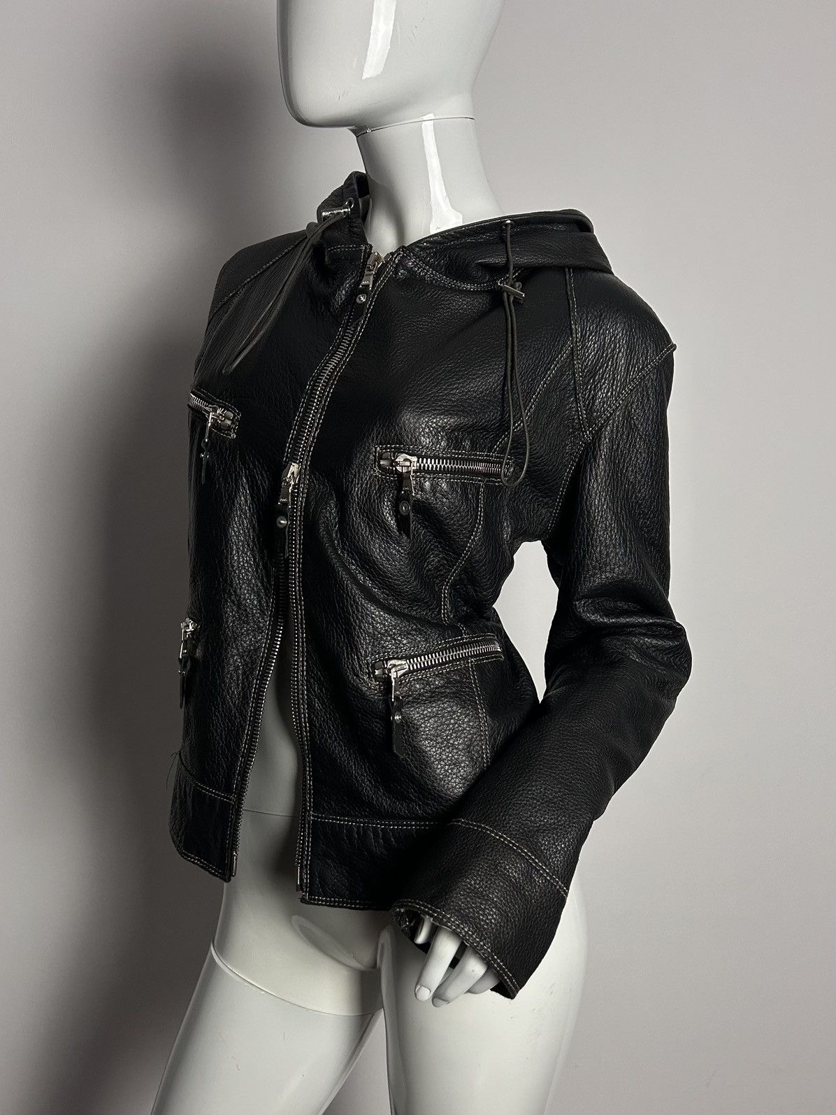 Other Vintage leather bomber jacket with hood Size M / US 6-8 / IT 42-44 - 4 Thumbnail