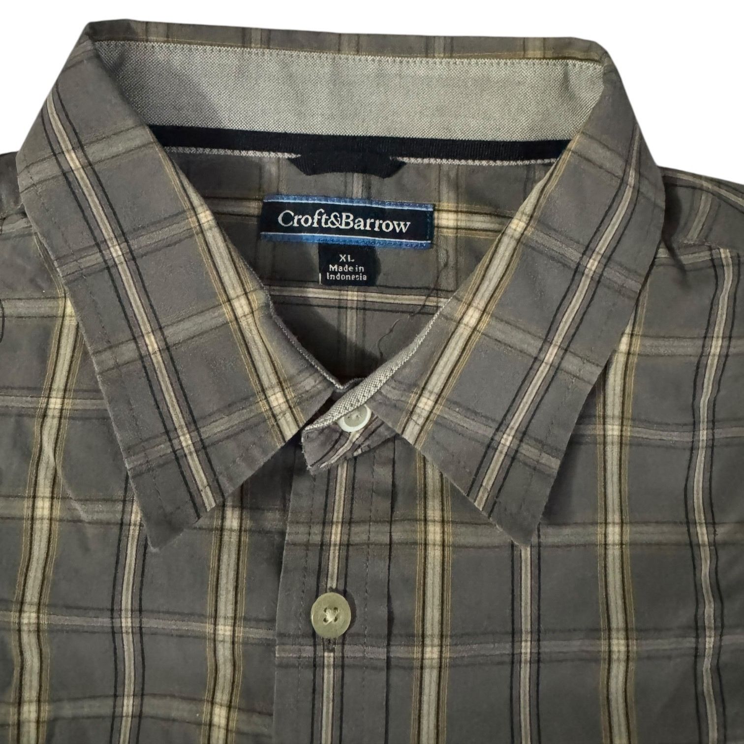 Croft & Barrow Croft & Barrow Mens Button Down Gray & Yellow Plaid Size XL Size US XL / EU 56 / 4 - 2 Thumbnail
