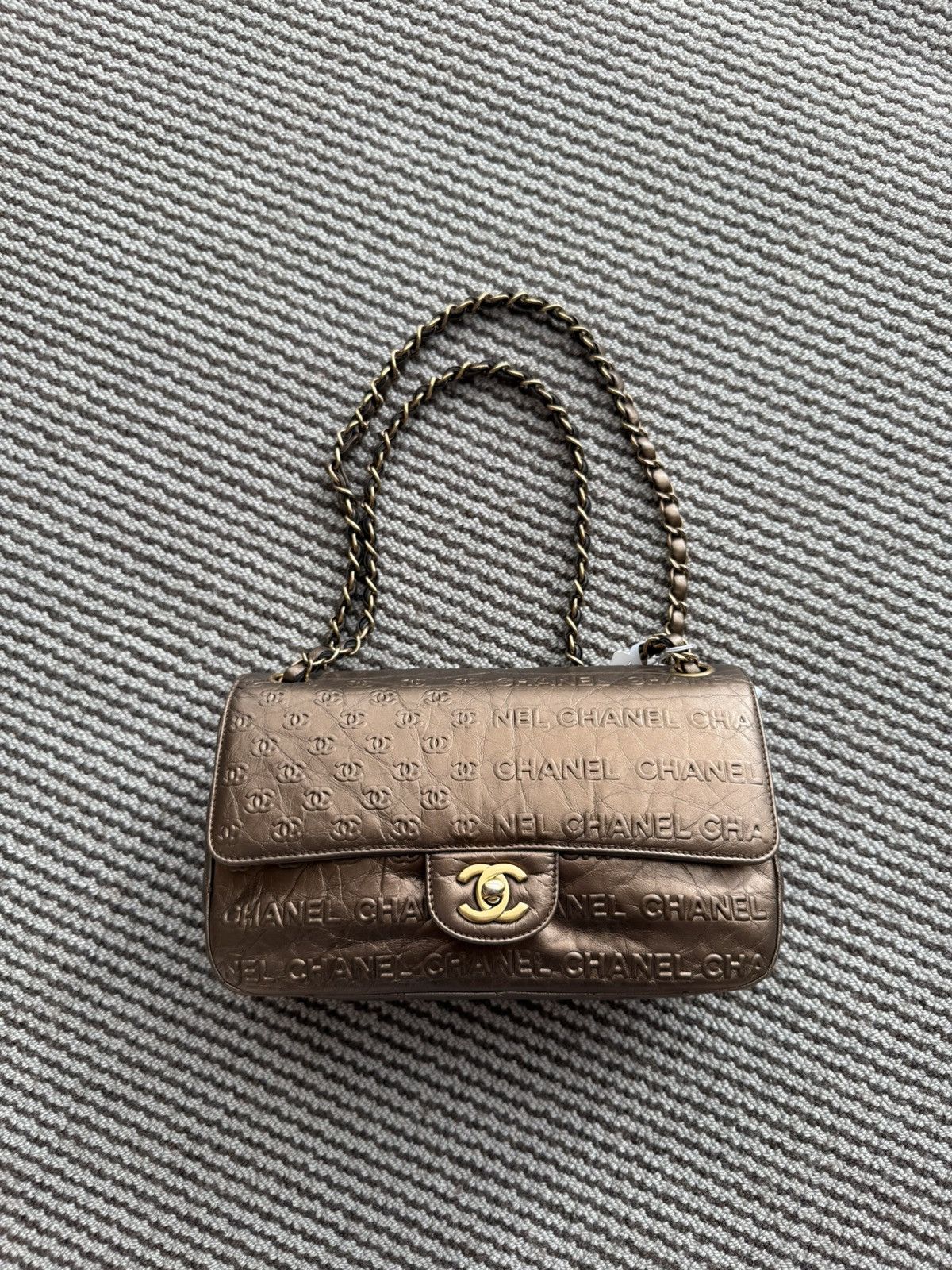 Chanel Chanel metallic bronze embossed Logo Classic Flap Bag Size ONE SIZE - 1 Thumbnail