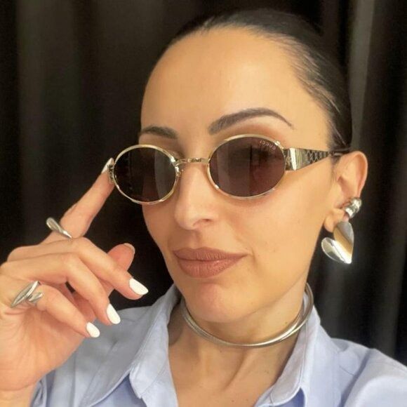 Gucci Gucci GG1854S 005 Sunglasses Shiny Gold with GG Pathern Oval Size ONE SIZE - 1 Thumbnail