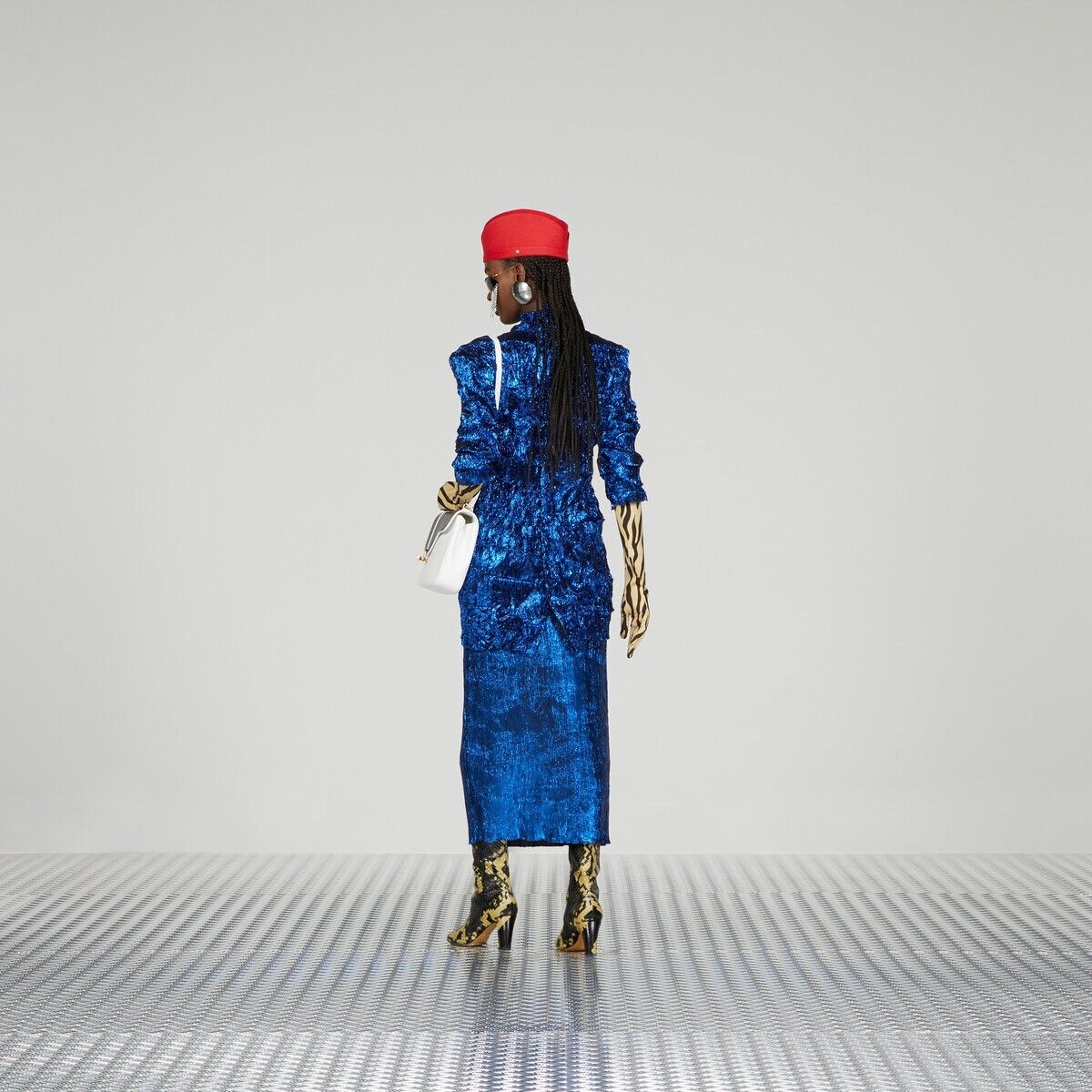 Gucci o1s1wg111025 Lurex Midi Skirt in Blue Size 26" / US 2 / IT 38 - 3 Thumbnail