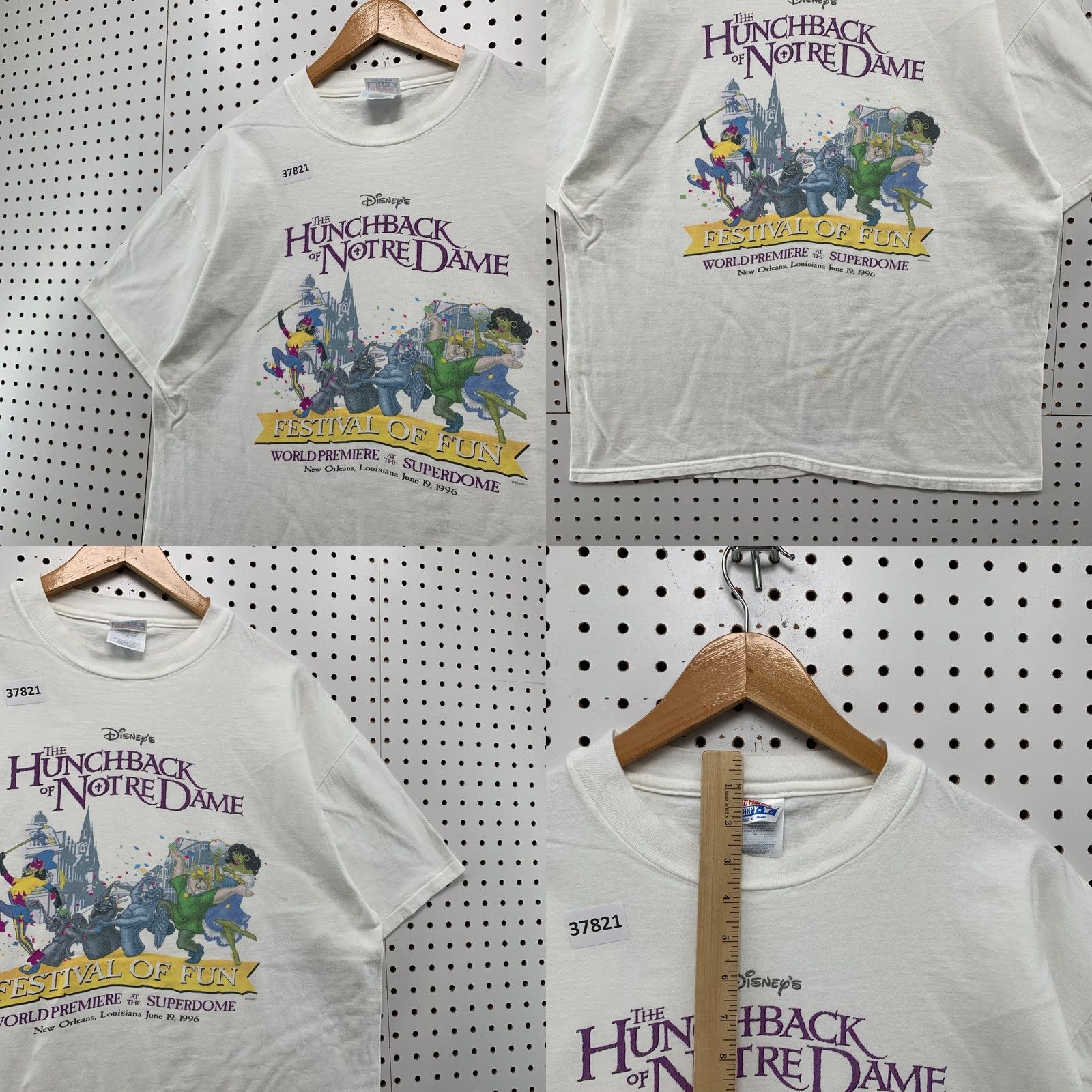 Hanes VINTAGE 90s Disney Hunchback Movie Shirt Mens XL White RARE Size US XL / EU 56 / 4 - 8 Thumbnail