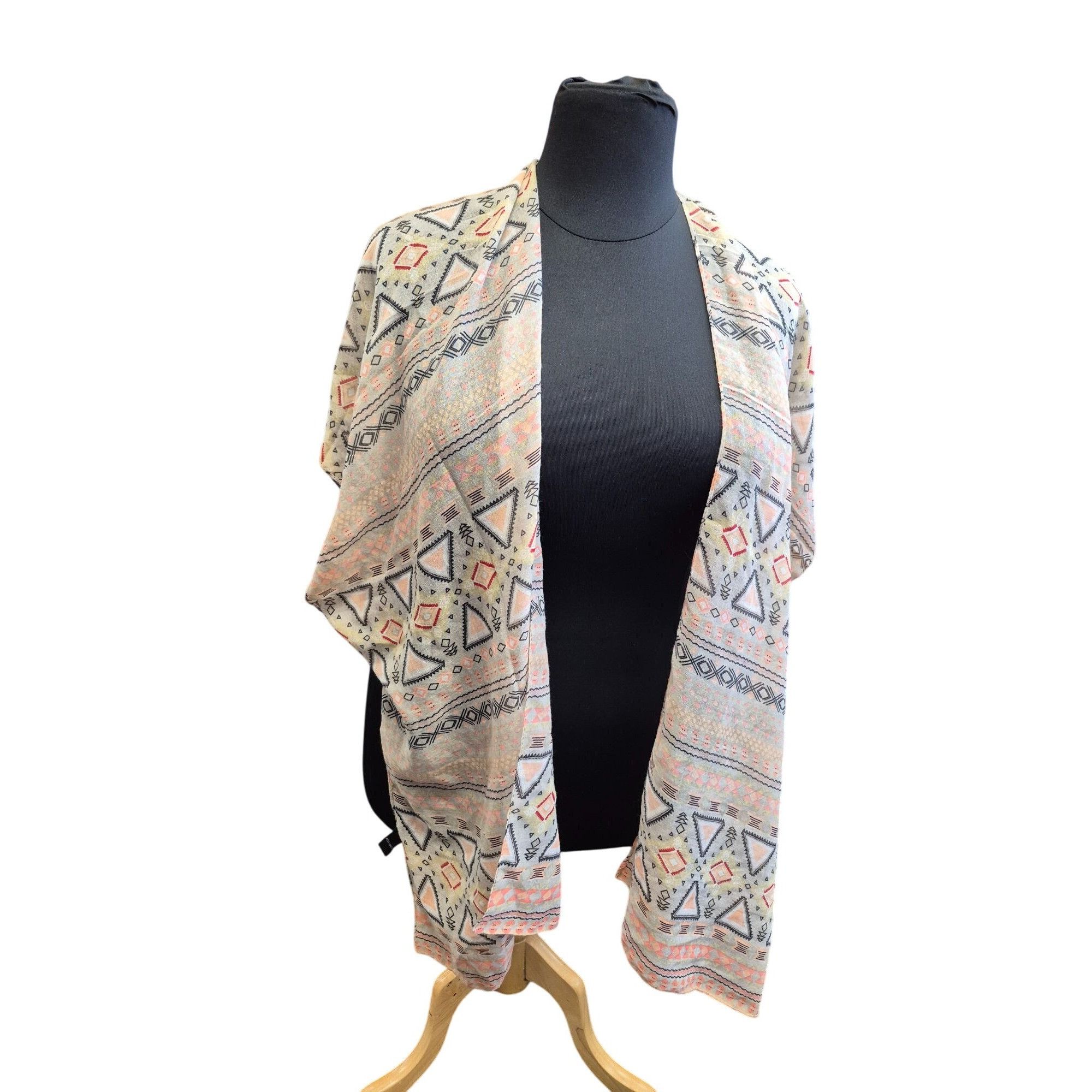 Other Bohemian Tribal Print Kimono Wrap Scarf Shawl Peach, Brown, Size ONE SIZE - 9 Thumbnail