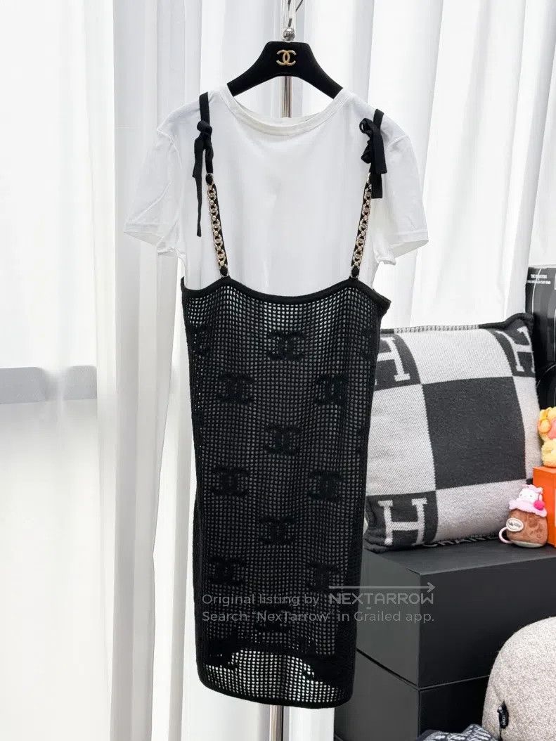 Chanel Chanel Mesh fake two-piece long-sleeved dress Size M / US 6-8 / IT 42-44 - 1 Thumbnail