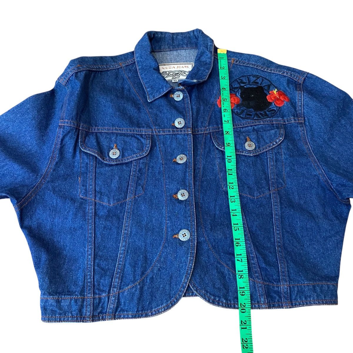 Krizia Vintage Krizia Jeans Embroidered Flowers Button Jacket Size S / US 4 / IT 40 - 18 Thumbnail