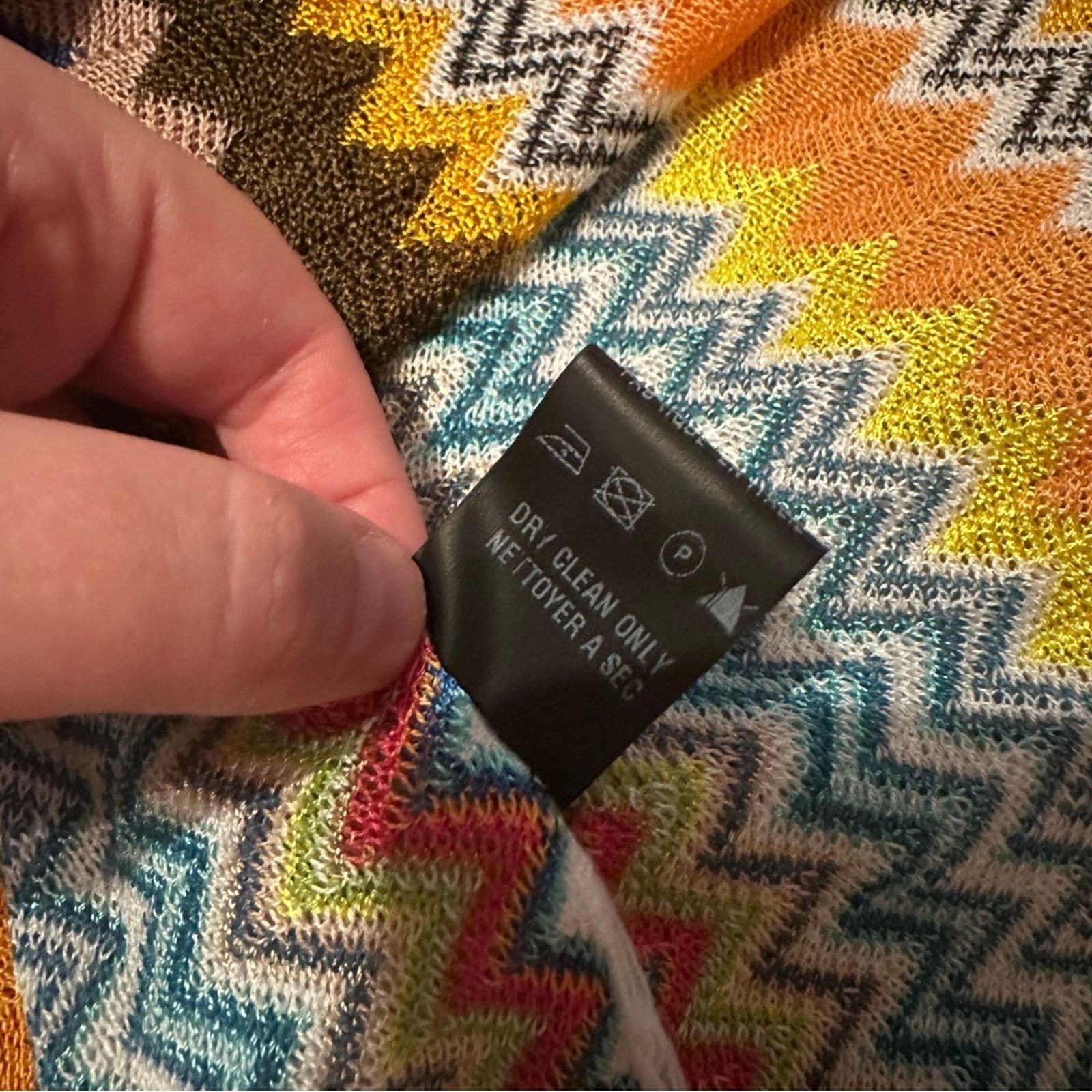 Missoni Multicolor Rainbow Chevron Fringe Pullover Poncho