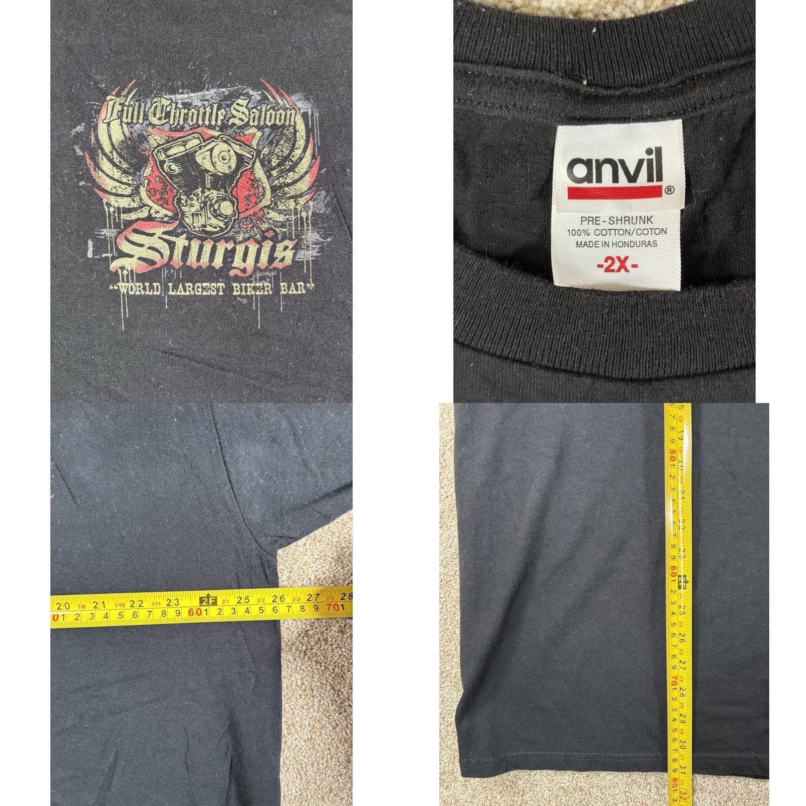Anvil VINTAGE Full Throttle Saloon Double Sided T Shirt Black Biker Bar Sturgis SD Size 2XL Unisex Adults TshirtMen? Size US XXL / EU 58 / 5 - 8 Thumbnail