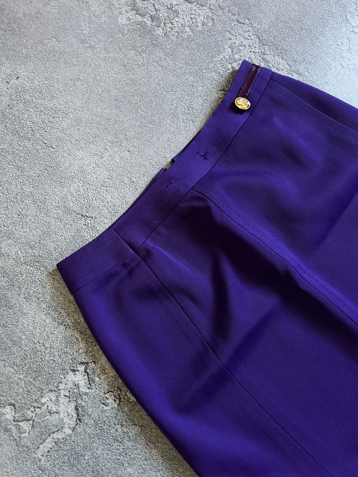 Celine × Vintage Vintage CELINE Paris Purple Wool Zip Skirt Pleated Size 46 Size 32" / US 10 / IT 46 - 2 Thumbnail