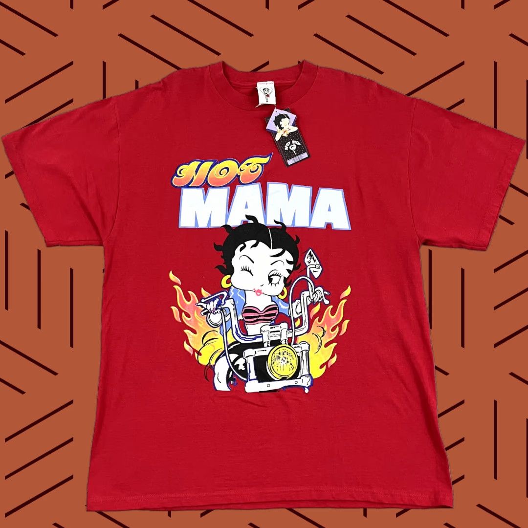 MOTHER VINTAGE Betty Boop Shirt Adult XL Red Hot Mama Mothers Day Motorcycle Graphic T Size US XL / EU 56 / 4 - 1 Thumbnail