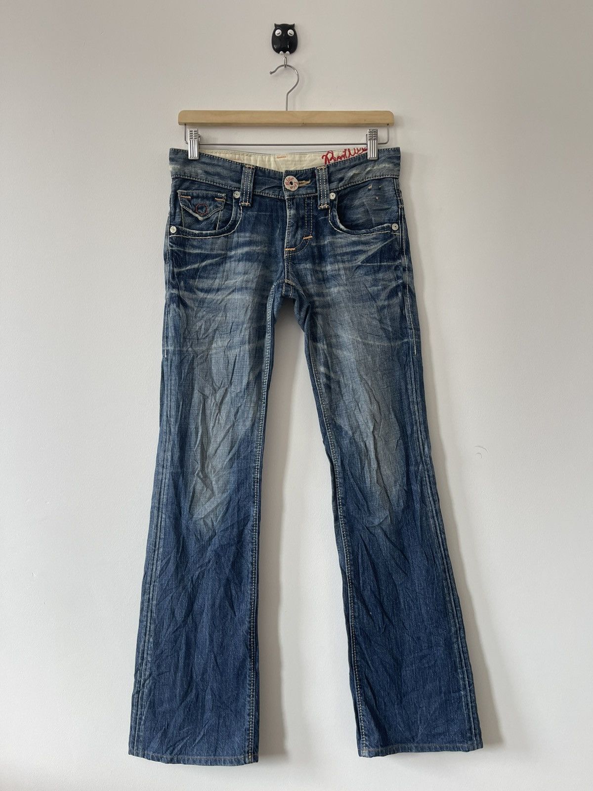 Edwin Rare Vintage EDWIN Blue Trip Boot Cut Flare Japan Denim Size 28" / US 6 / IT 42 - 9 Thumbnail