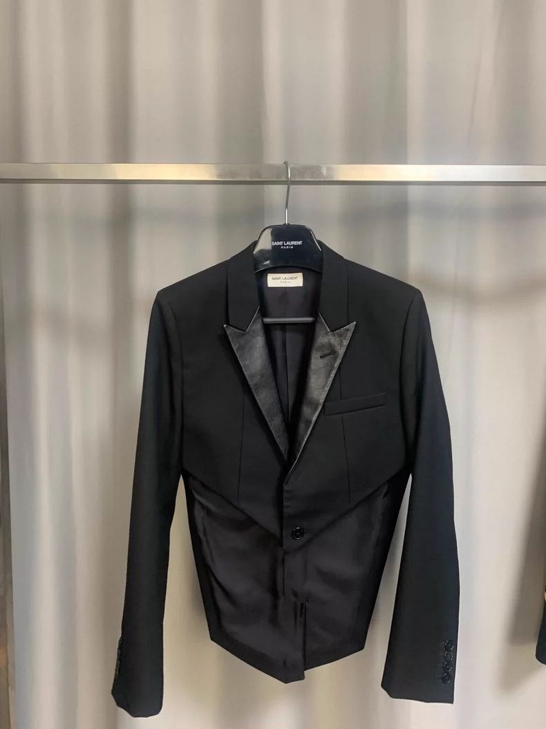 Saint Laurent Paris Saint Laurent Paris 2013FW Leather collar tailcoat Size 48R - 1 Thumbnail