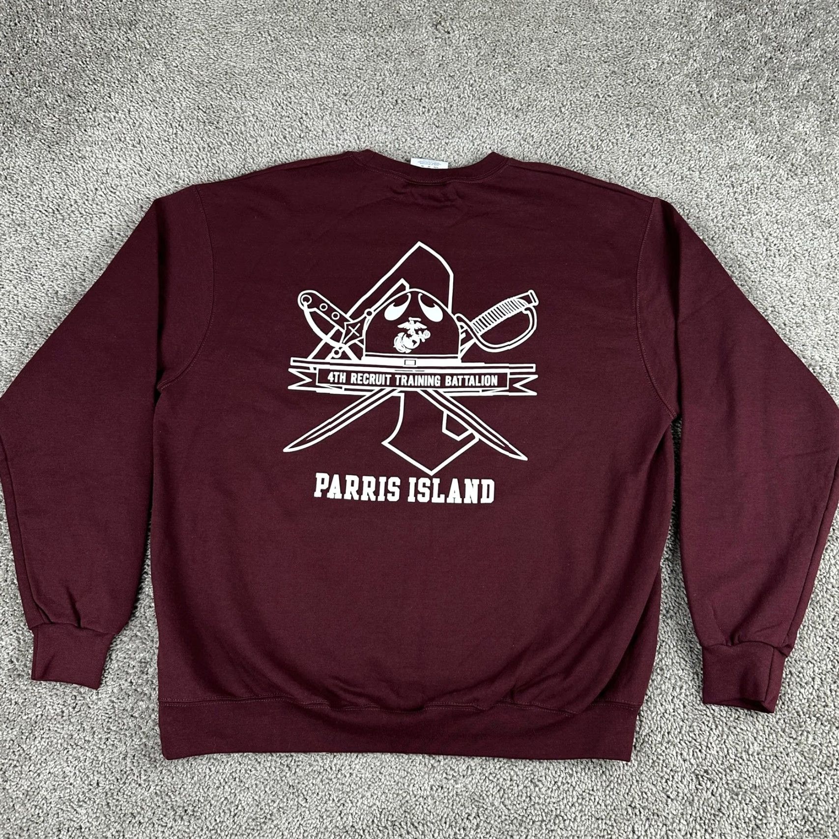 Champion Champion Sweatshirt Mens XL Maroon USMC 4th Battalion Parris Island Crewneck Shirt Adult XL Red Graphic Print USA Patriotic Marine Logo Mens Size US XL / EU 56 / 4 - 7 Thumbnail