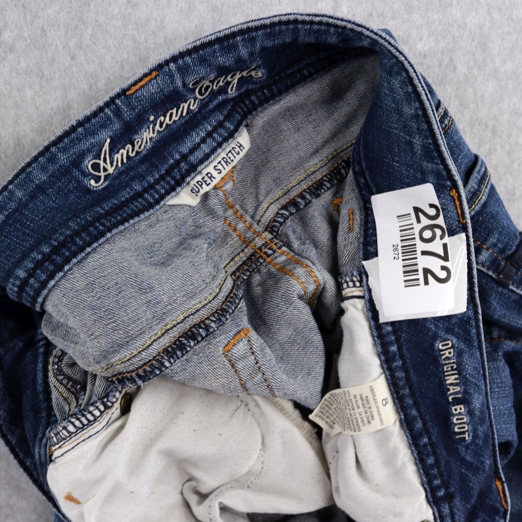 American Eagle Outfitters American Eagle Womens Skinny Jeans Size 8 Blue Super Stretch Original Boot Size 30" / US 8 / IT 44 - 4 Thumbnail