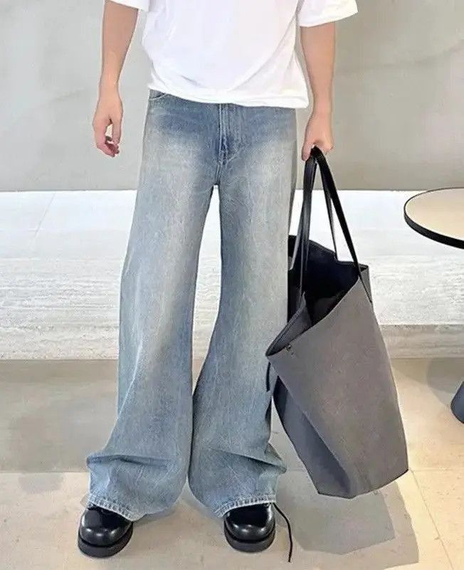 Japanese Brand Hip hop pattern washed jeans trousers straight baggy style Size US 34 / EU 50 - 4 Thumbnail