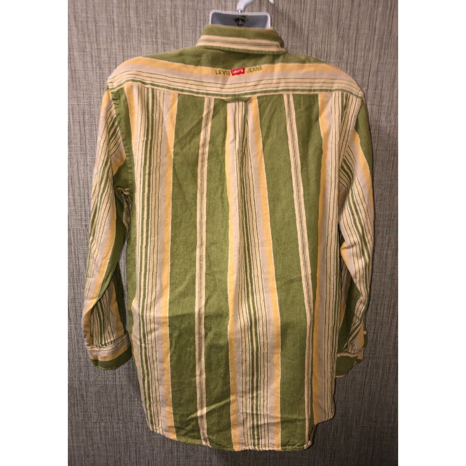 Levi's Levi's Shirt Mens Green Striped Button-Front Long Sleeve Cotton L Size Size US L / EU 52-54 / 3 - 4 Thumbnail