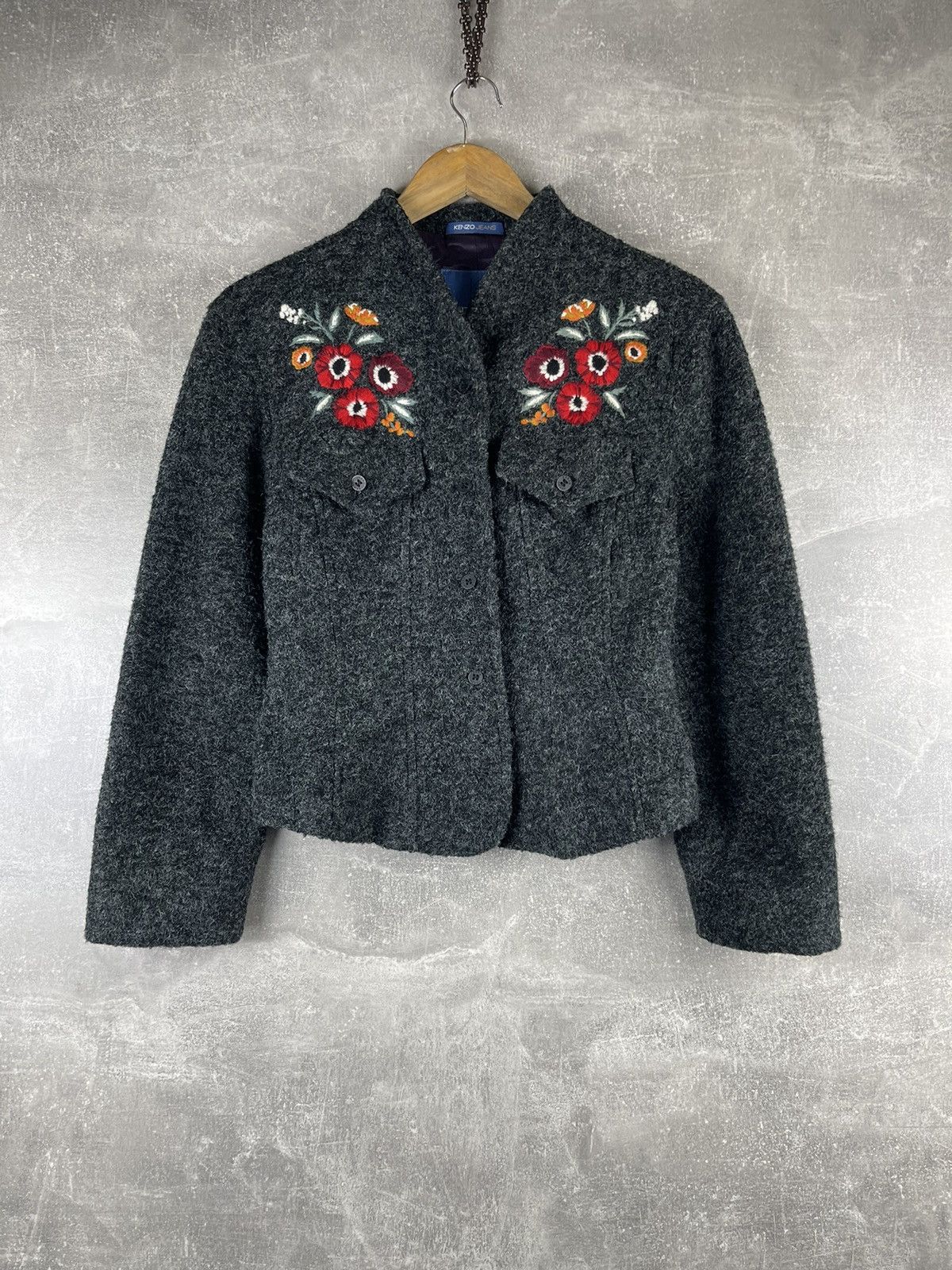 Kenzo Kenzo Jeans Embroidered Wool Blazer Dress Set Early 00s Gray Size L / US 10 / IT 46 - 2 Thumbnail