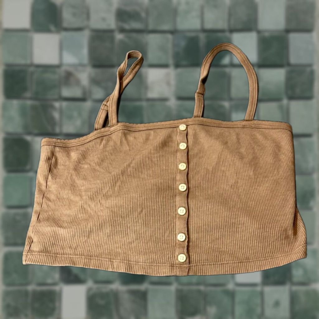 American Eagle Outfitters VINTAGE American Eagle Outfitters Crop Top Womens Size Medium Brown Button Up Sleeveless Crochet Bohemian Spring Summer Womens Size M / US 6-8 / IT 42-44 - 1 Thumbnail