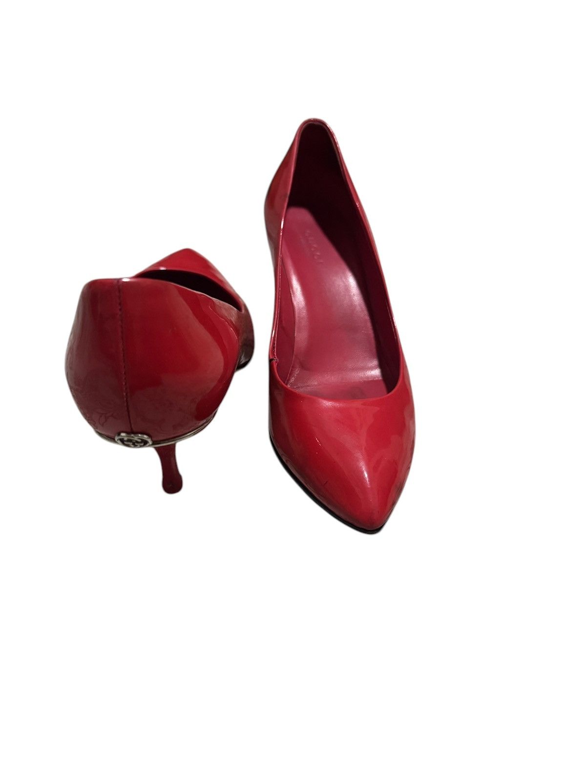 Gucci 🇮🇹 Gucci Red Patent Leather Pointed Toe Pump Heels Size US 7 / IT 37 - 2 Thumbnail