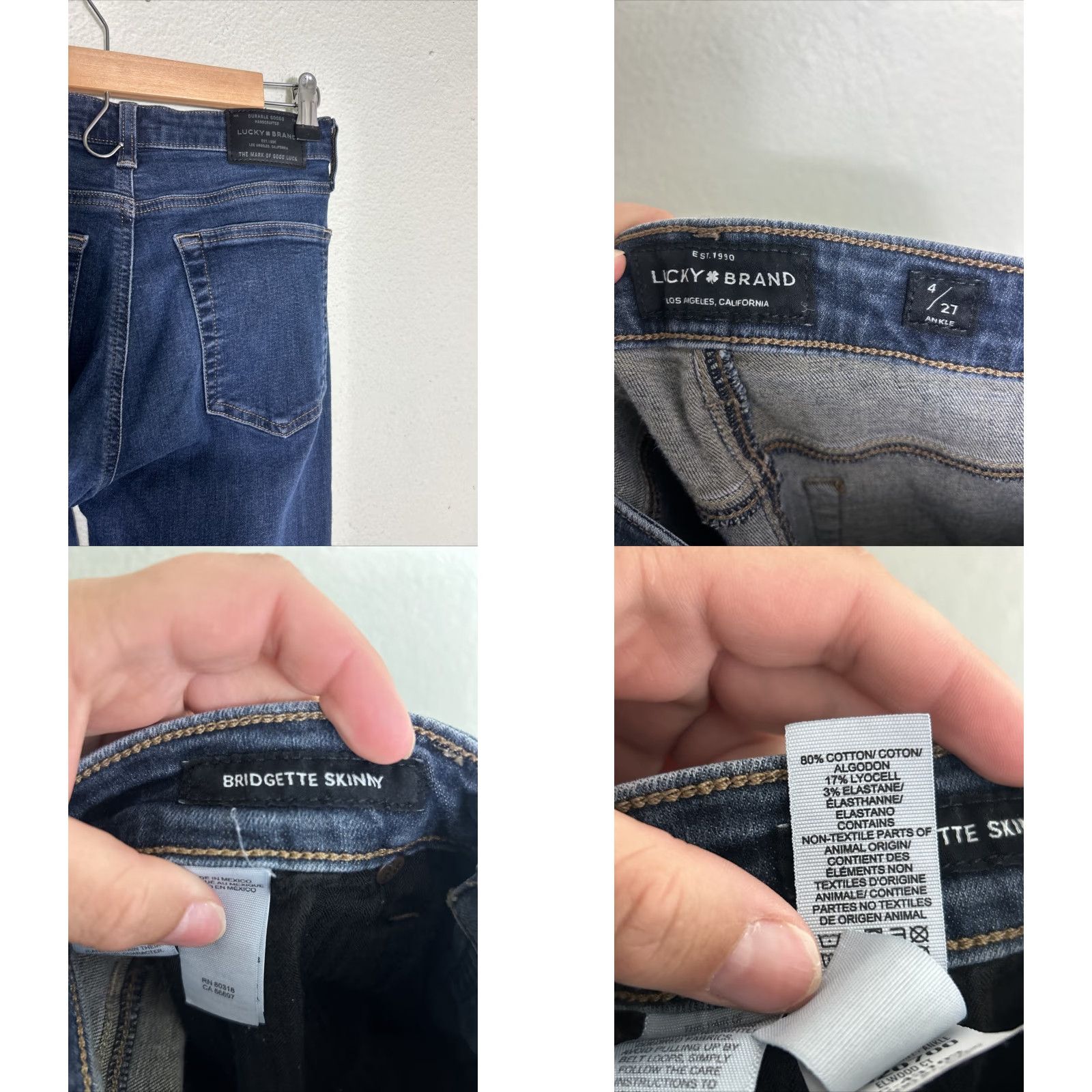 Lucky Brand VINTAGE Lucky Brand Bridgette Skinny Jeans Dark Wash Womens Size 4 Raw Hem Blue 90s Mens Womens Girls Size 27" / US 4 / IT 40 - 9 Thumbnail