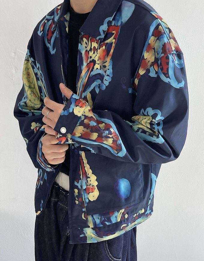 Avant garde retro paisley graffiti paint art jacket