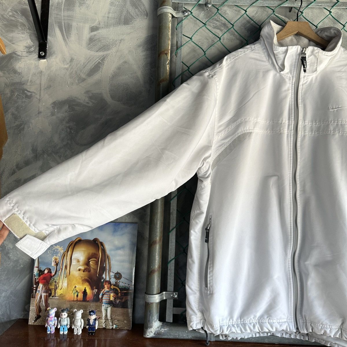 Nike × Vintage VTG Y2K Nike White Full Zip Jacket Fleece Lined Coat Swoosh Size US XXL / EU 58 / 5 - 3 Thumbnail