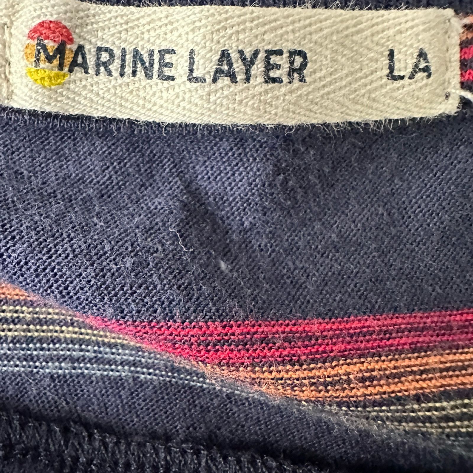Marine Layer Marine Layer T-Shirt Men L Blue Red Striped Cotton Crew Neck Size US L / EU 52-54 / 3 - 6 Thumbnail