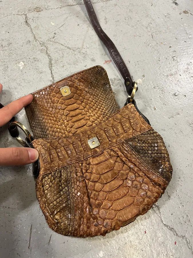 Fendi Fendi Brown Python Skin Leather Shoulder Bag Size ONE SIZE - 5 Thumbnail