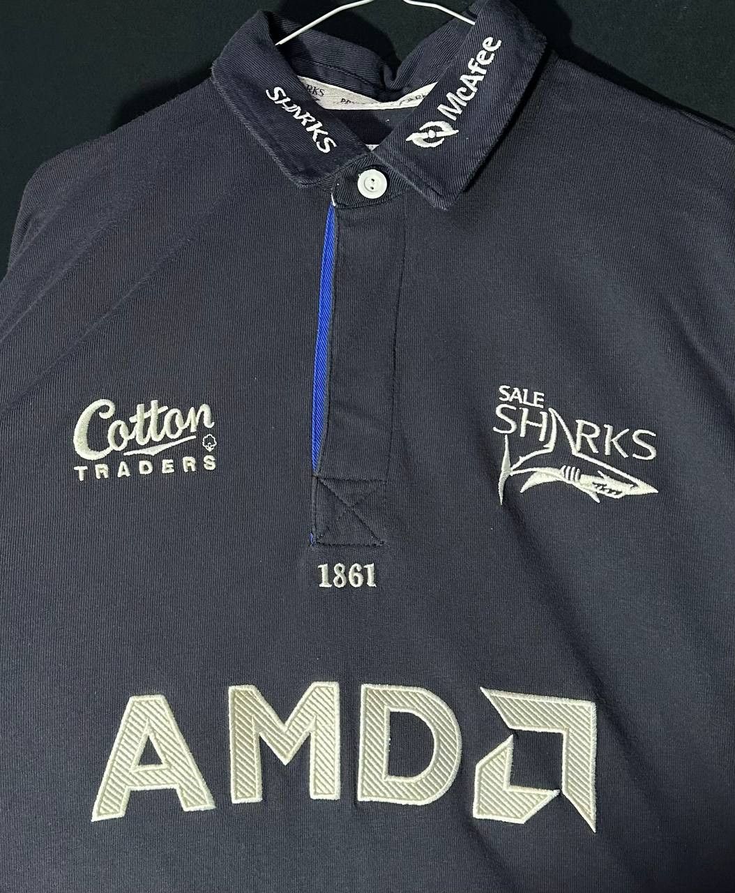 Cotton Traders × Vintage Cotton Traders Sale Sharks LongSleeve Rugby Polo Shirt 2000s Size US XL / EU 56 / 4 - 2 Thumbnail