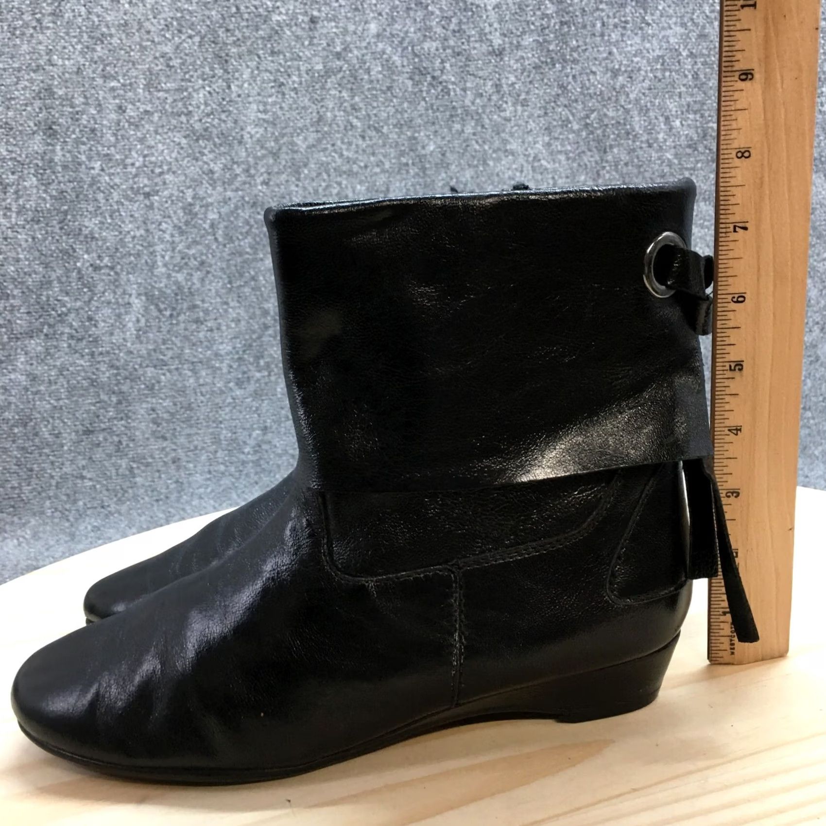 Vintage Aerosoles Boots Womens 8.5 M Sota Water Ankle Bootie Black Leather Side Zip Shoe Boots Size US 9 / IT 39 - 6 Thumbnail