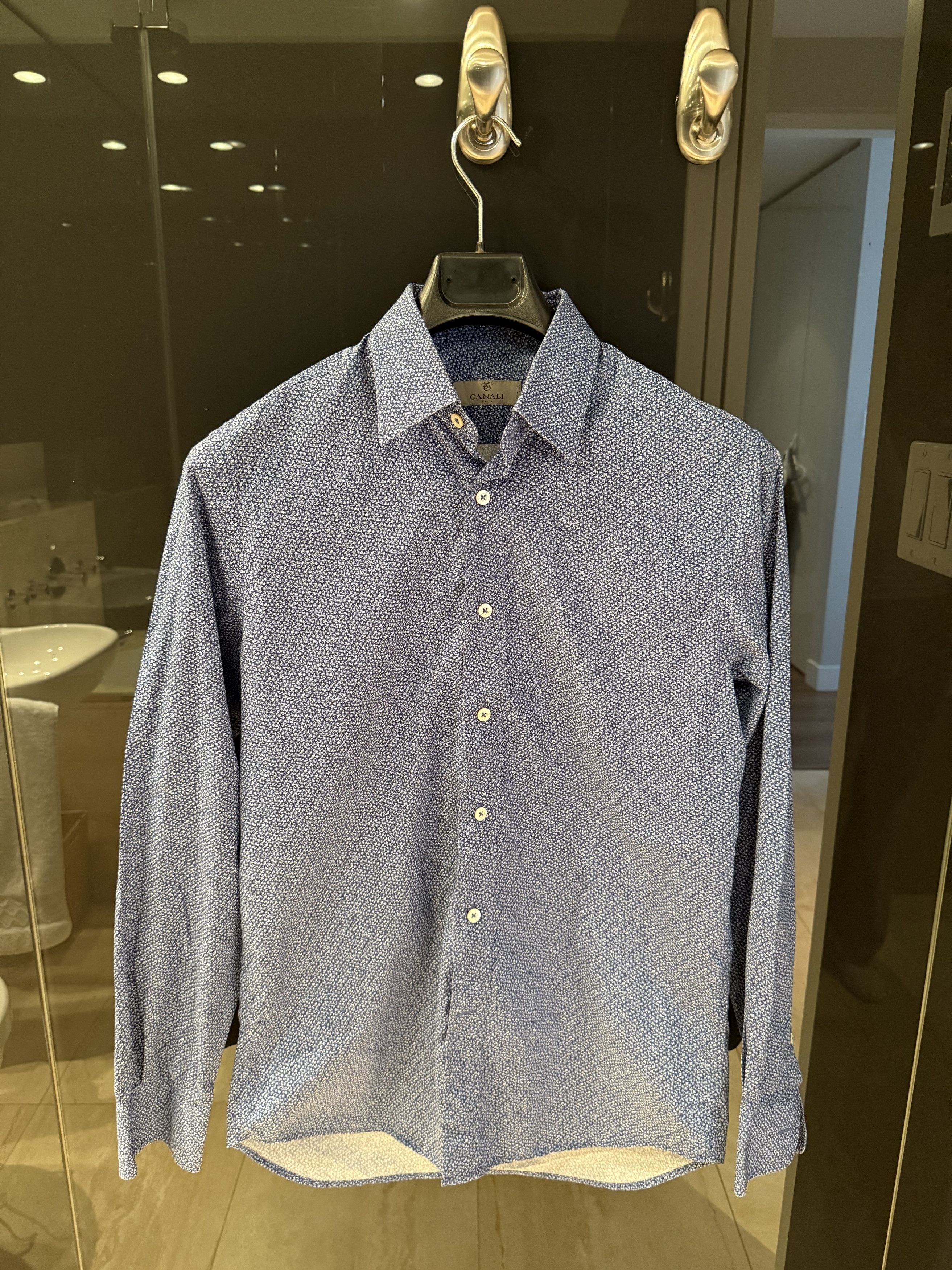 Canali long-sleeve button-up shirt (blue floral pattern) Size US M / EU 48-50 / 2 - 1 Thumbnail
