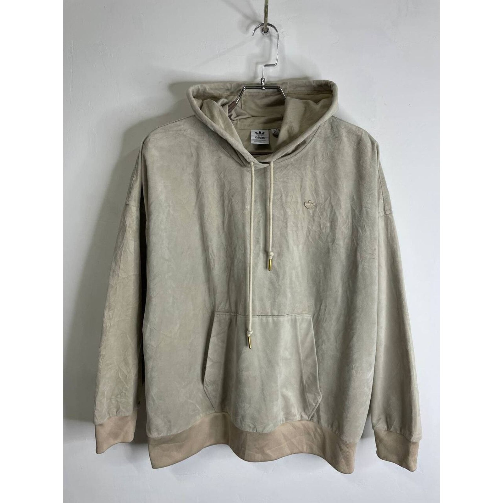 Adidas Vintage Adidas Originals Velour Hoodie Beige Gold Size M Size US M / EU 48-50 / 2 - 1 Thumbnail
