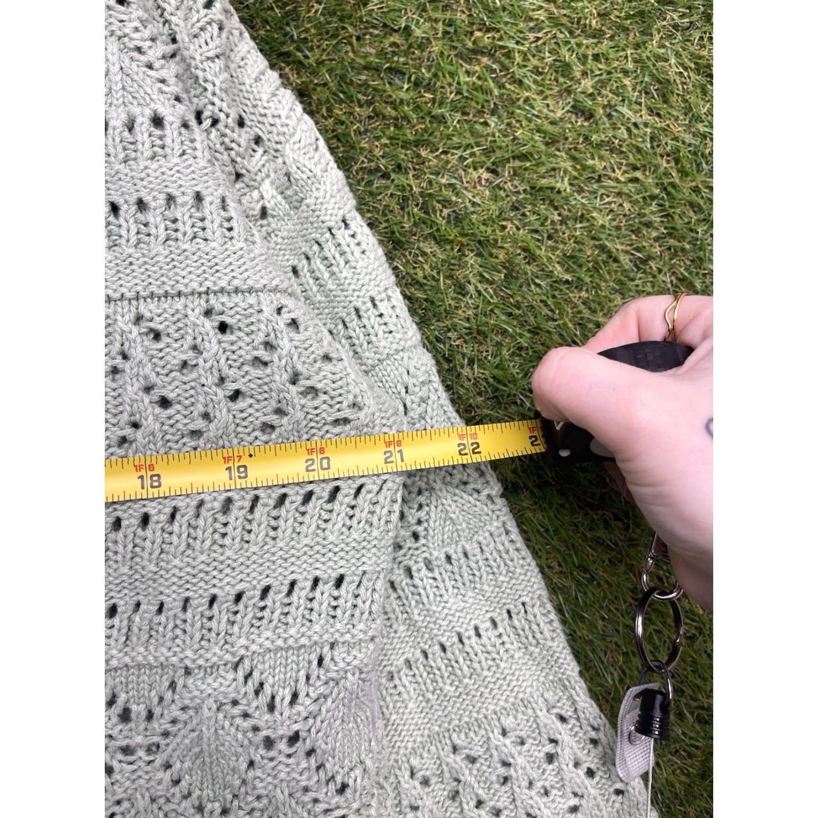 Vintage Knit Vintage Paris Sports Club Sweater Womens Medium Green Textured Hand Knit Lace Cardigan 80s 90s Holiday Preppy Retro Cottage Casual Fashion Size M / US 6-8 / IT 42-44 - 2 Thumbnail