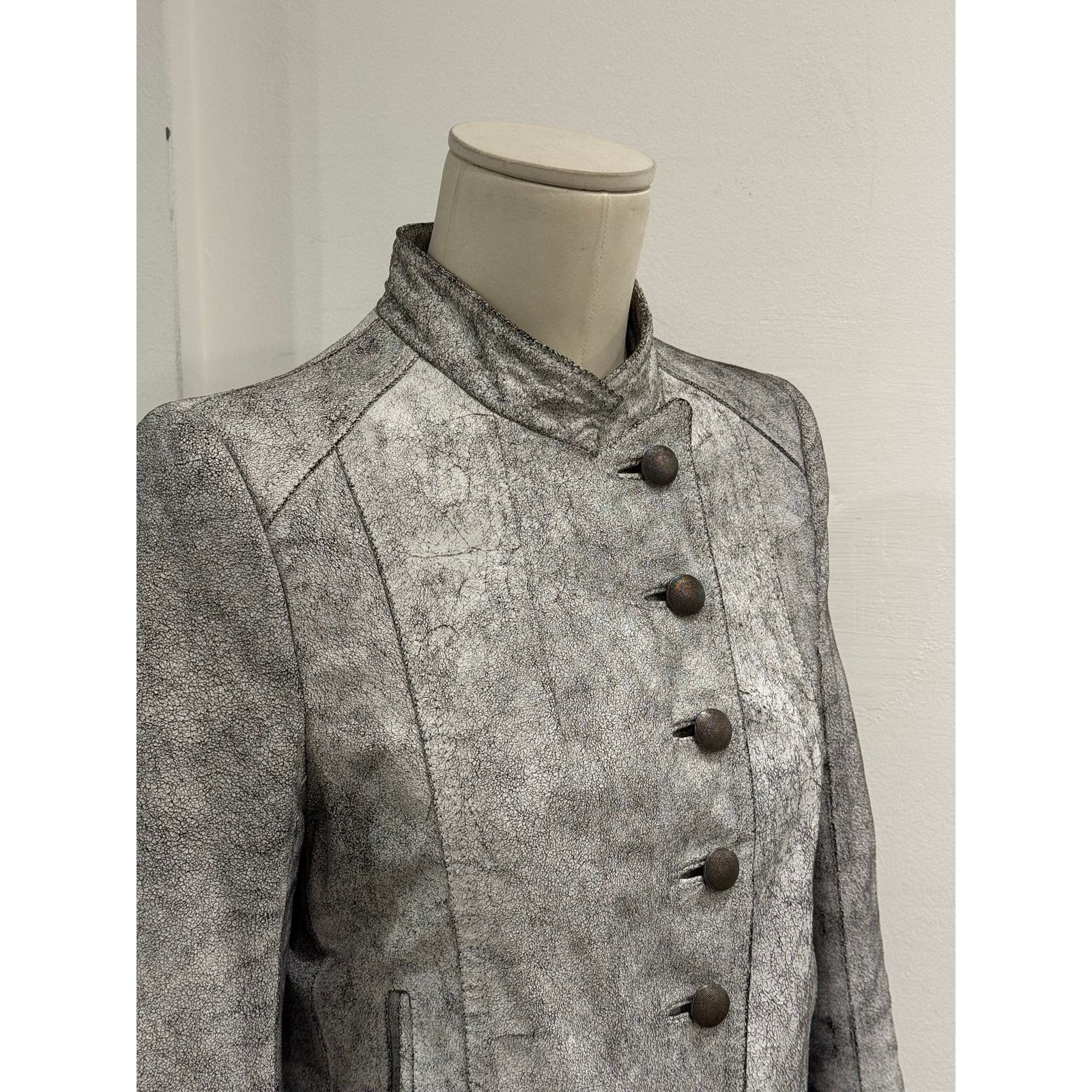 Ann Demeulemeester S/S 2002 Ann Demeulemeester cracked leather Napoleon jacket Size S / US 4 / IT 40 - 5 Thumbnail