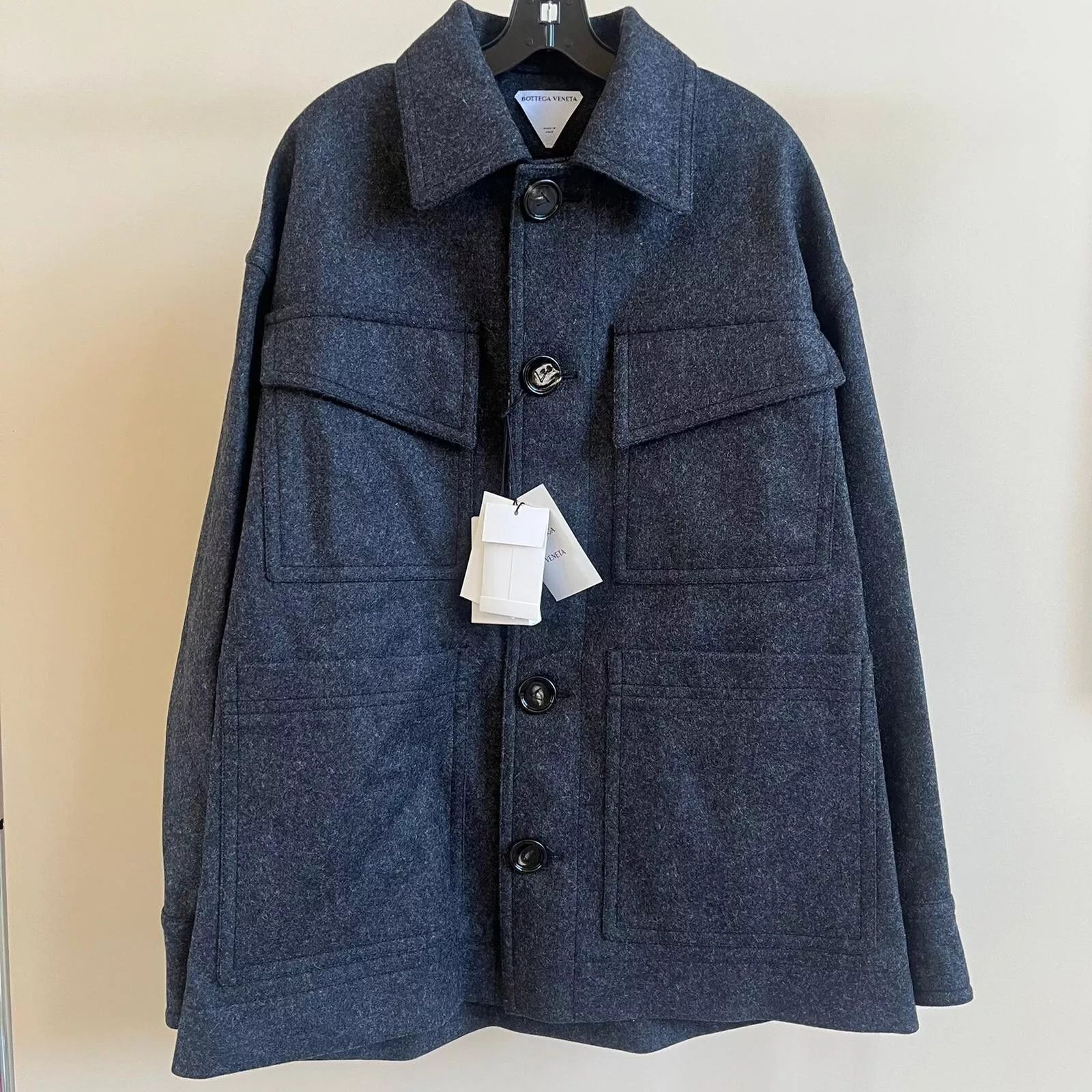 Bottega Veneta Military Wool Felted Coat in Charcoal Size US M / EU 48-50 / 2 - 1 Thumbnail