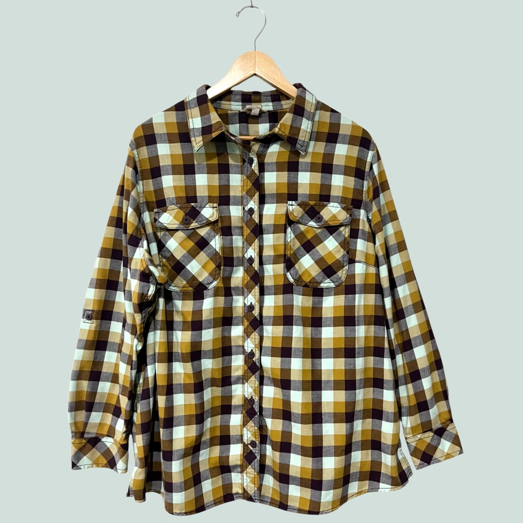 Duluth Trading Company VINTAGE Duluth Trading Women’s Flannel Plaid Shirt Top Crosscut Wicking Roll Tab 2X Size XXL / US 16-18 / IT 52-54 - 1 Thumbnail