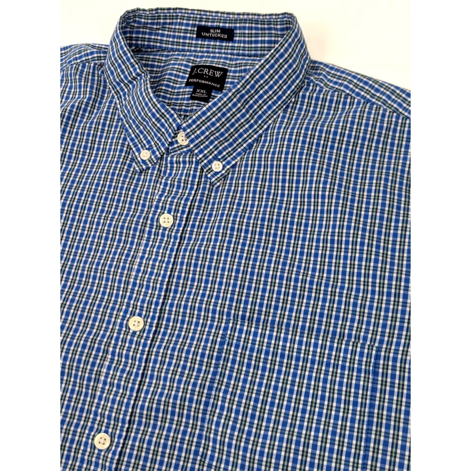 J.Crew J.CREW Slim Untucked Flex Performance Shirt Men XXL Plaid Blue Green Button Down Size US XXL / EU 58 / 5 - 3 Thumbnail