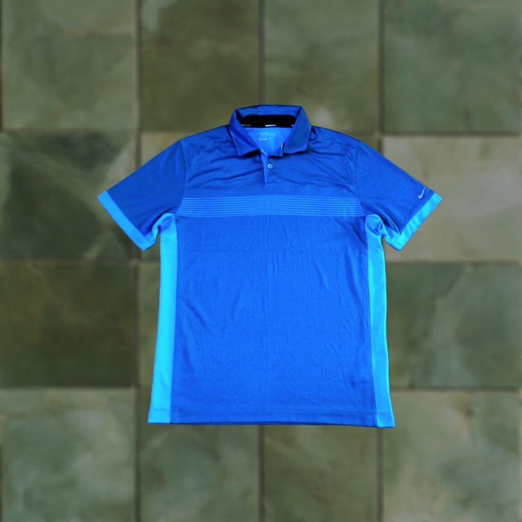 Nike SIZE MEDIUM NIKE GOLF TOUR PERFORMANCE POLO SHIRT MENS BLUE COLOR STRIPES JERSEY Size US M / EU 48-50 / 2 - 1 Thumbnail
