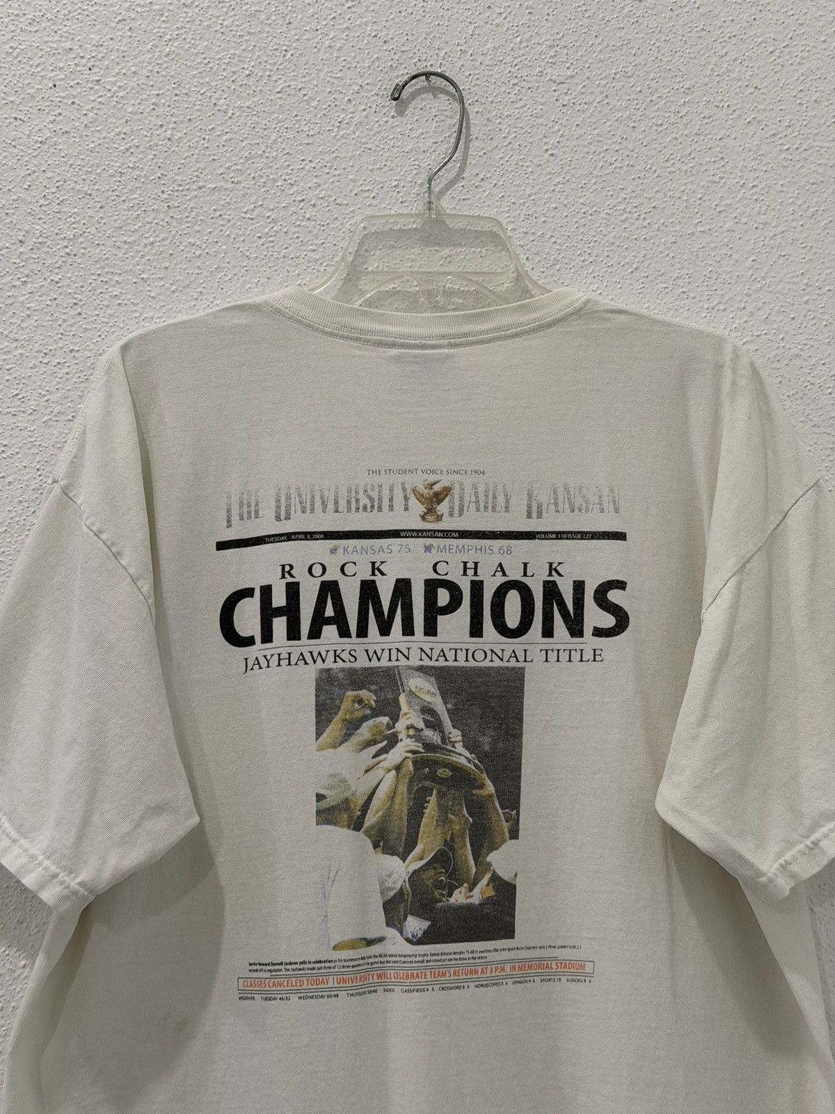 NCAA Kansas Jayhawks 2008 National Champs Newspaper Tee XL NCAA Size US XL / EU 56 / 4 - 2 Thumbnail