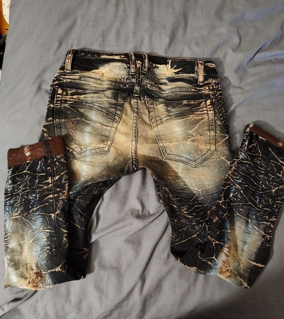 【定価￥48,000】Robin's Jean ロビンスジーン 32inch Vintage Robins Jeans Studded Rhinestone Flaps Size 40 x 34