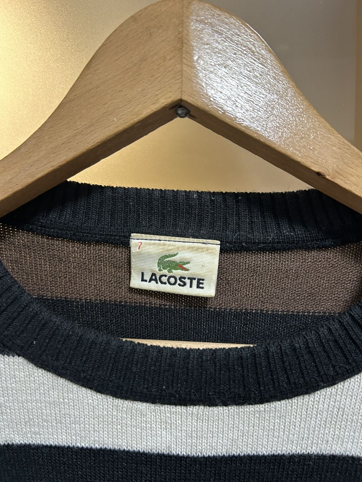 Lacoste Vintage 2000’s Lacoste Crewneck Striped Knitted Sweater Y2K Size US XXL / EU 58 / 5 - 4 Thumbnail
