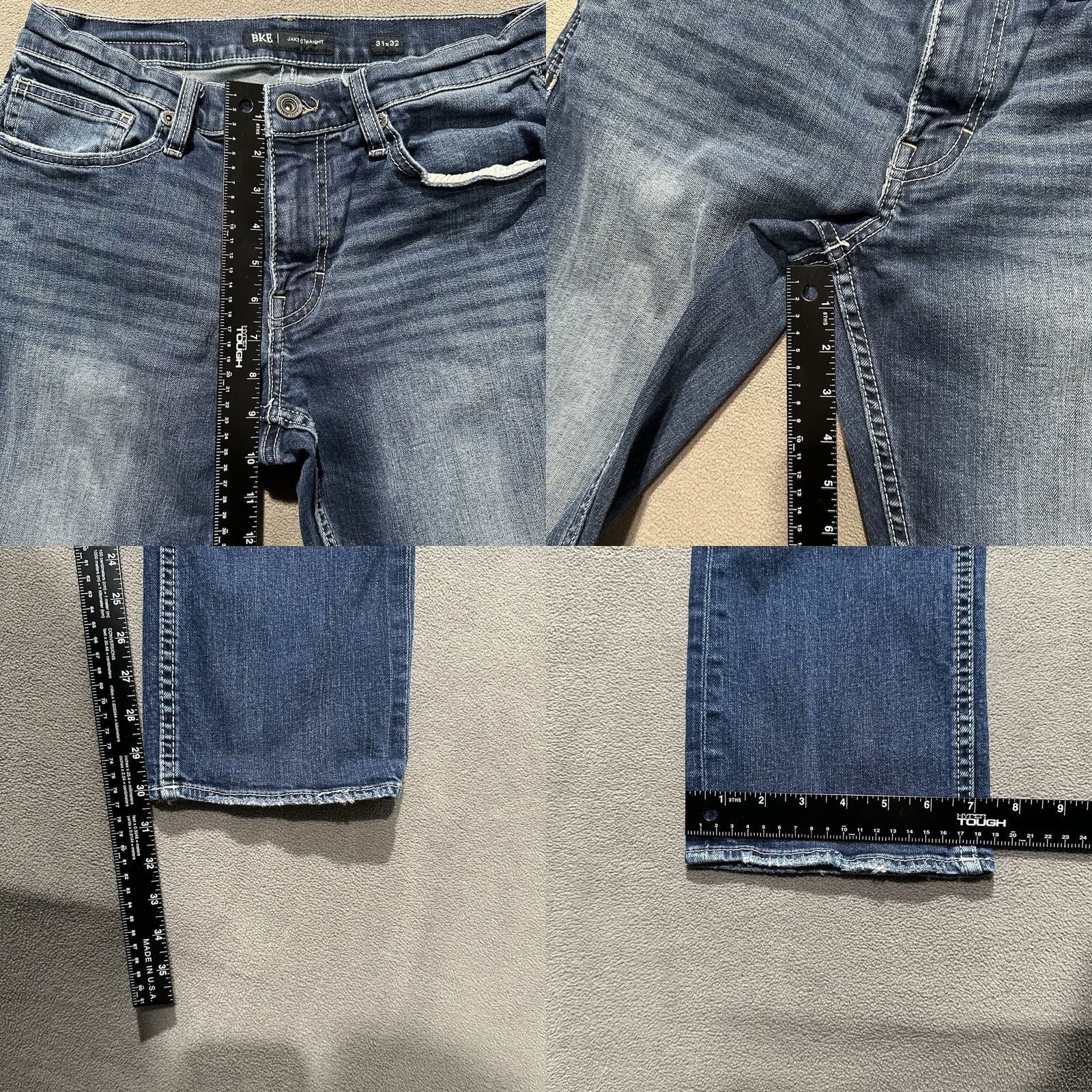 Vintage BKE Jake Jeans Mens 31x32 (30x30) Blue Straight Leg Denim Medium Wash Faded FUC Size US 31 - 11 Thumbnail