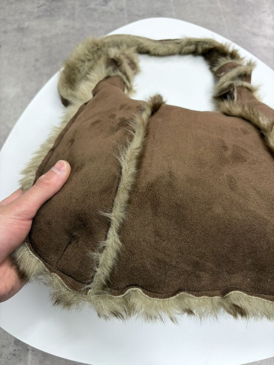 If Six Was Nine Vintage Shearling Fur Leather Shoulder Bag Y2K Boho Suede Size ONE SIZE - 12 Thumbnail