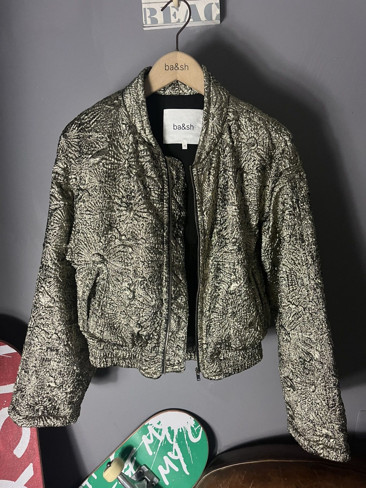 ba&sh Blouson doré bary ba&sh taille 0 neuf Size XS / US 0-2 / IT 36-38 - 4 Thumbnail