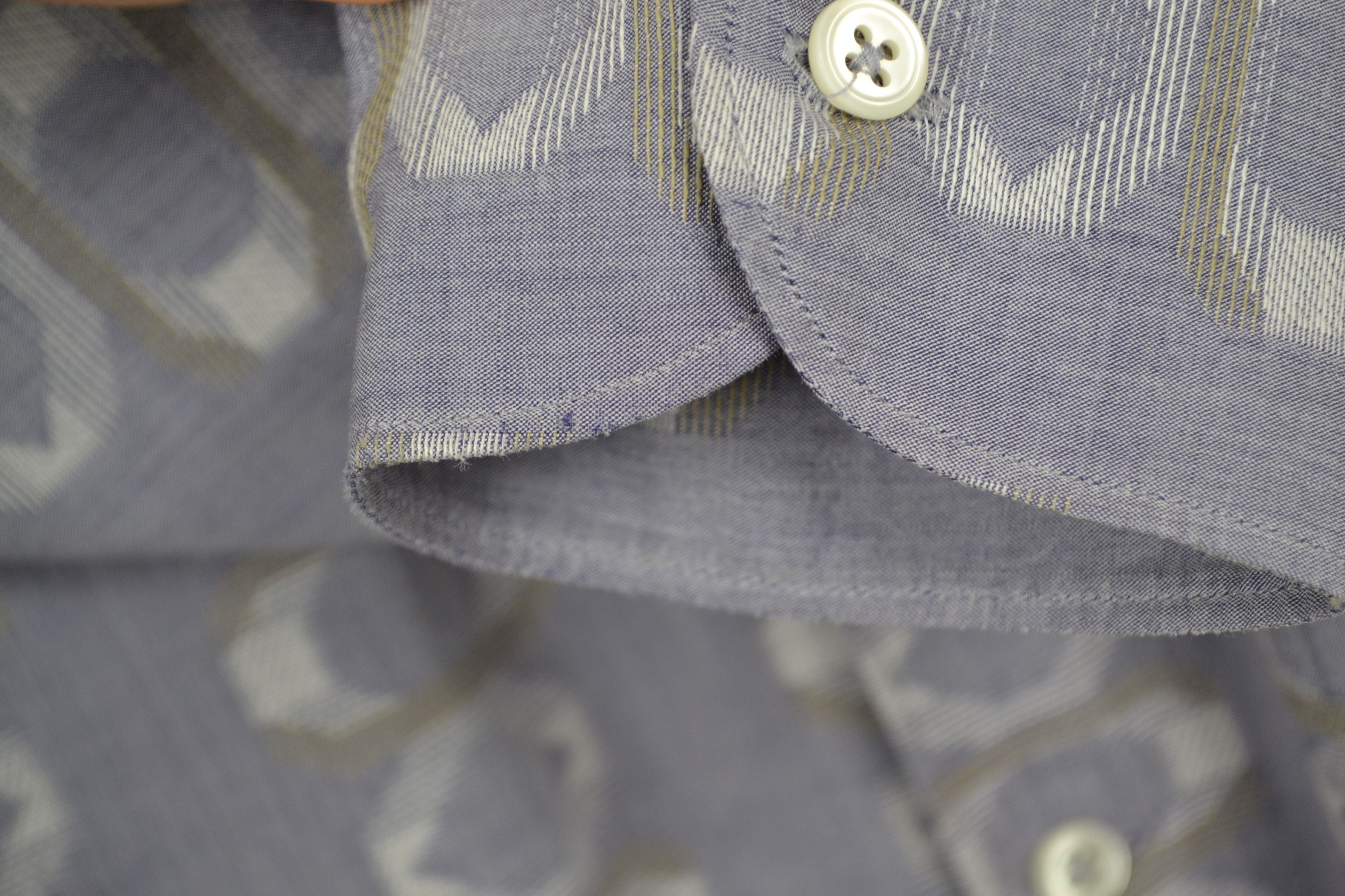 Canali Canali Shirt M Blue Gray Cotton Geometric Button Up Italy Size US M / EU 48-50 / 2 - 6 Thumbnail