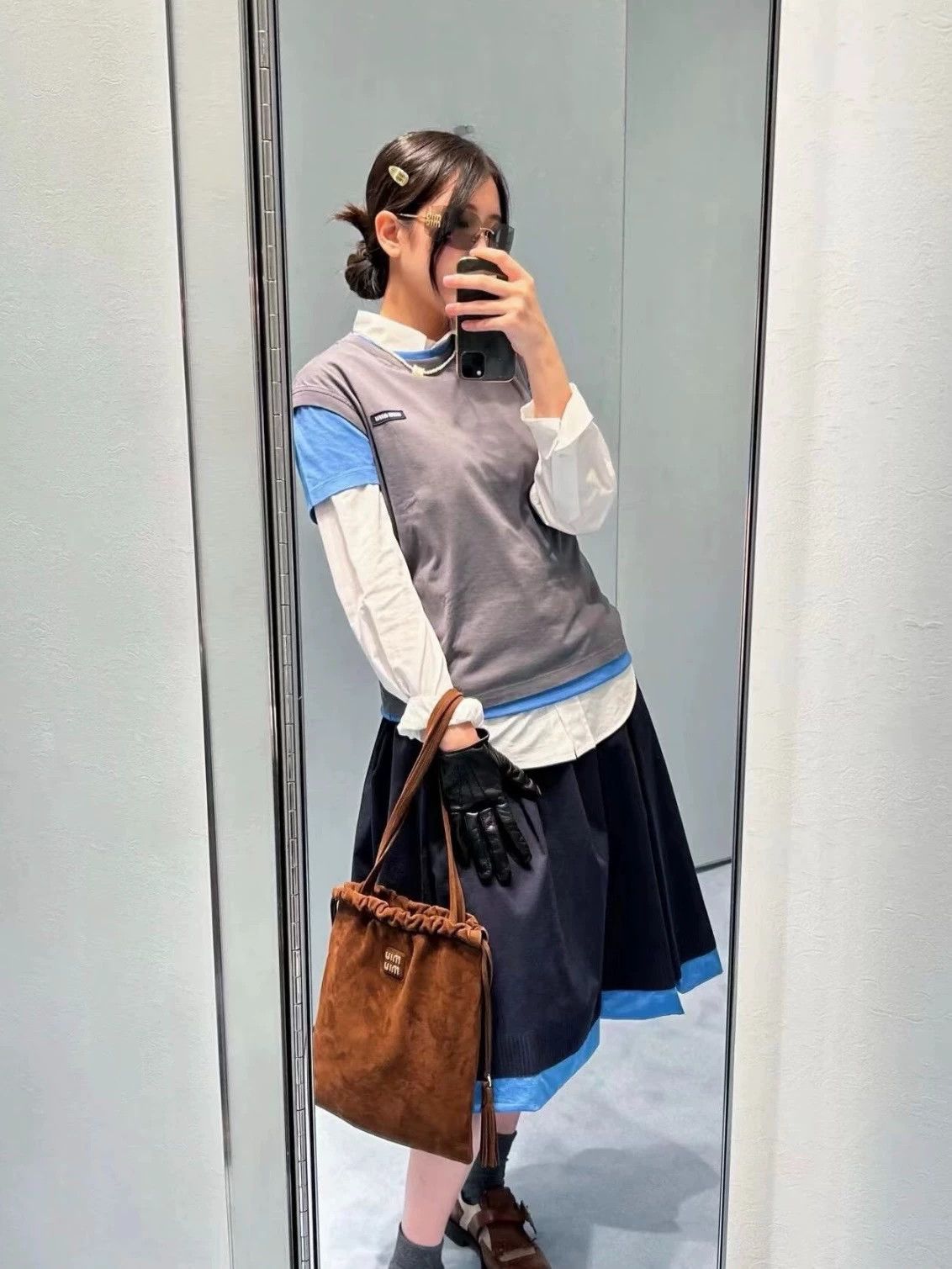 Miu Miu MIU MIU 24FW Runway Blue Colorblock Tutu Skirt 36 Size 25" / US 0 / IT 36 - 9 Thumbnail