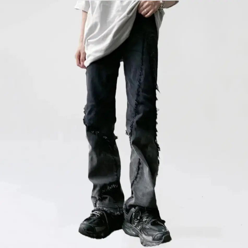 Japanese Brand × Jean Retro Y2K Ripped Jeans Wide Leg Straight Retro Size US 32 / EU 48 - 5 Thumbnail