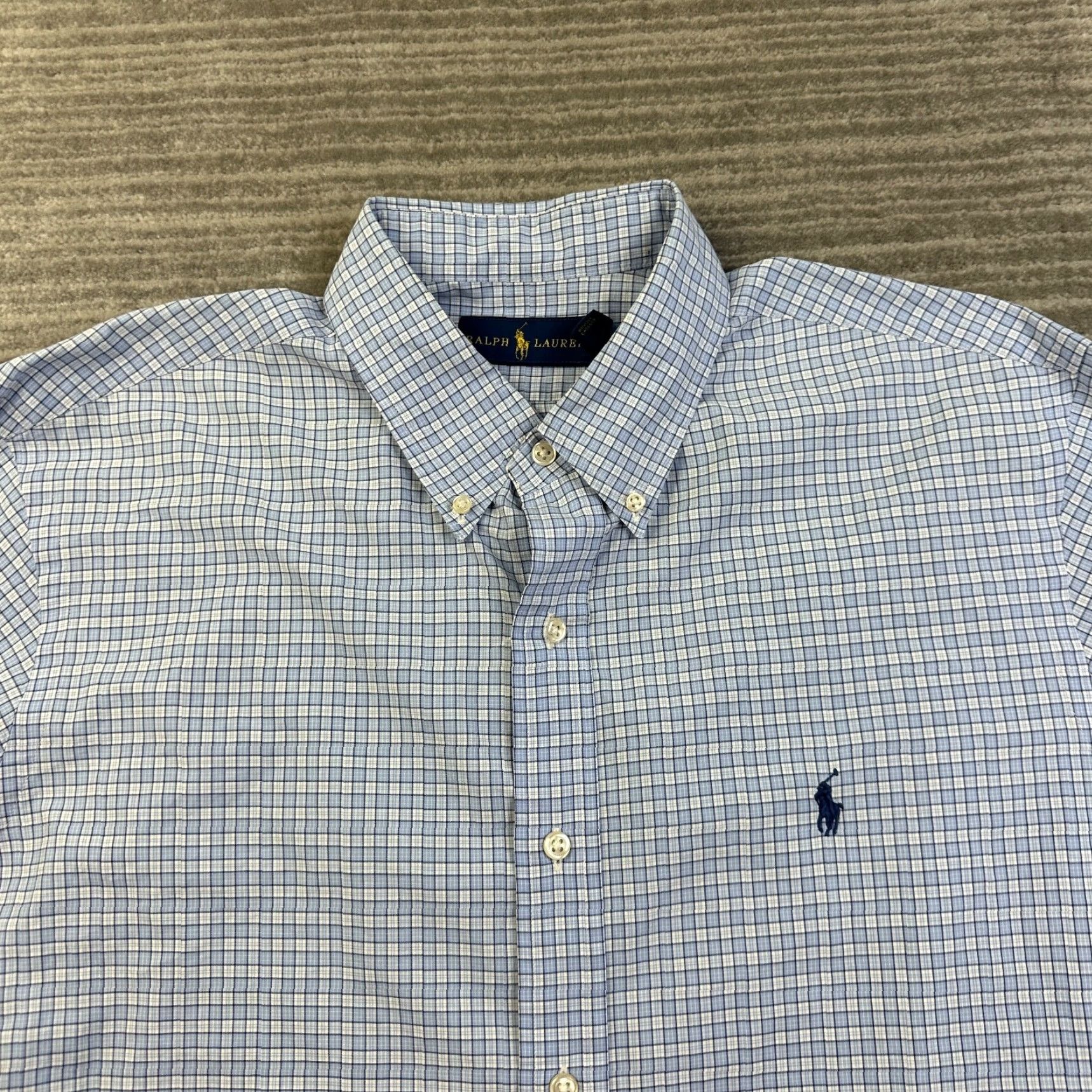 Ralph Lauren Ralph Lauren Shirt Mens 17 43 Blue Check Button-Up Pony Long Sleeve Casual Business Size US XL / EU 56 / 4 - 3 Thumbnail