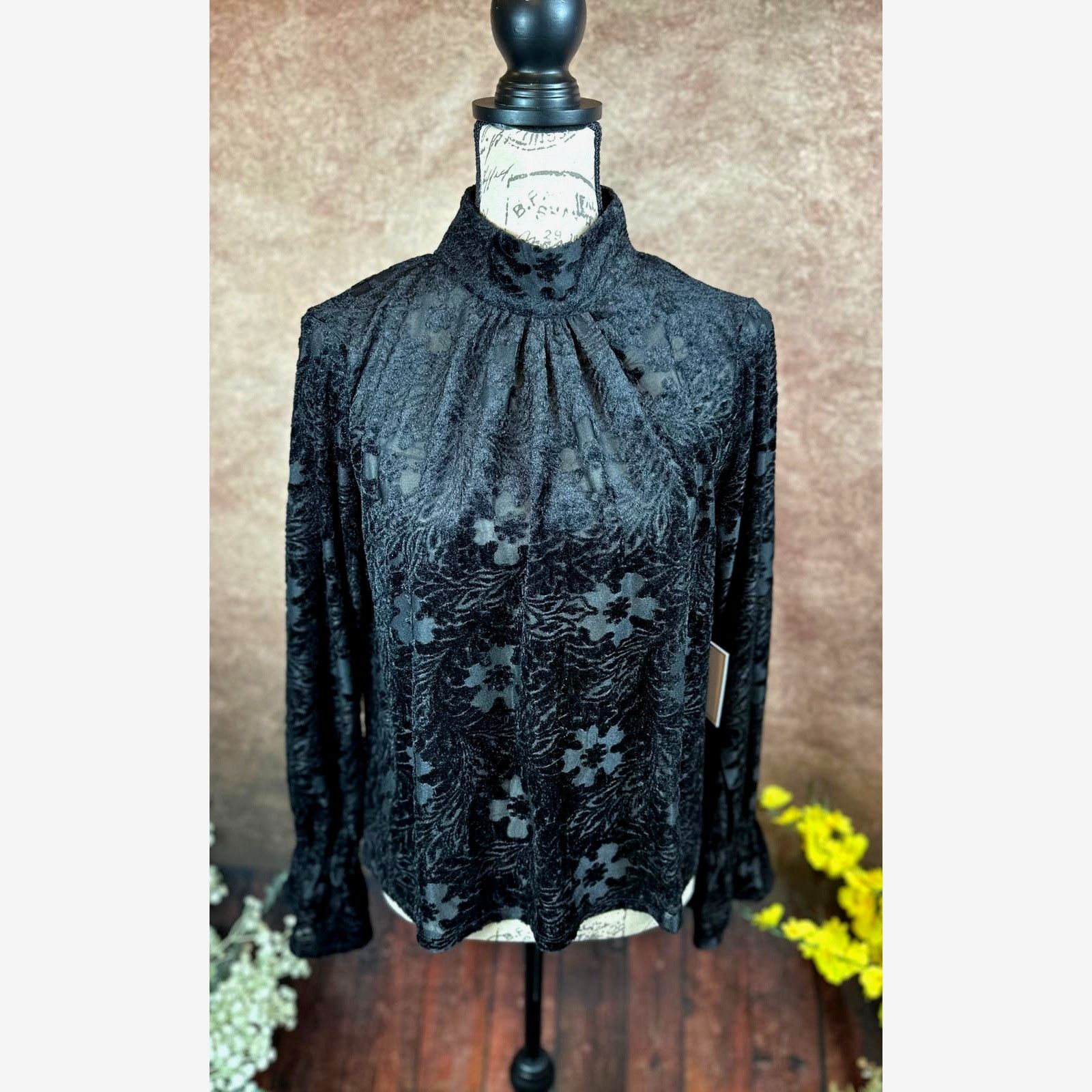 Other 1. State High Neck Open Back Long Sleeve Blouse Rich Black M Size M / US 6-8 / IT 42-44 - 10 Thumbnail
