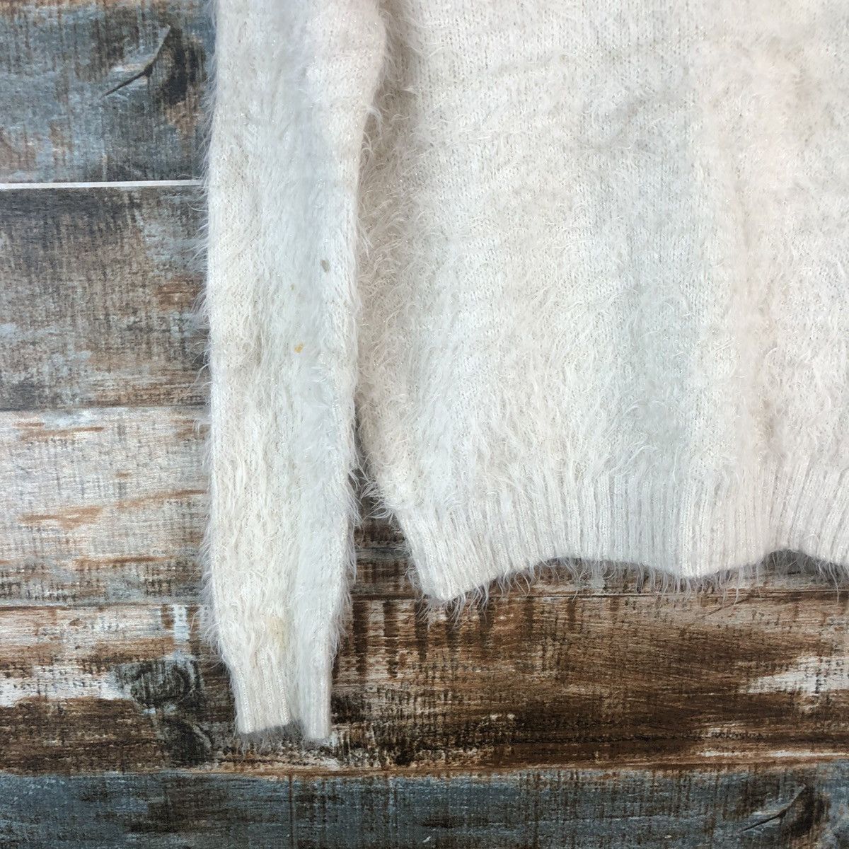 Vintage DL Ingni White shaggy fur Mohair Knitwear #C390 Size S / US 4 / IT 40 - 15 Thumbnail